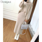 2019 autumn winter high collar cashmere sweater Korean version of the loose sweater women's knitted two-piece suit bag hip skirt