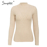 Simplee winter knitted women pullover sweater Long sleeve top turtleneck female sweater Chic ladies casual bestmatch jumper 2019