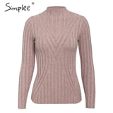 Simplee winter knitted women pullover sweater Long sleeve top turtleneck female sweater Chic ladies casual bestmatch jumper 2019