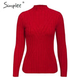 Simplee winter knitted women pullover sweater Long sleeve top turtleneck female sweater Chic ladies casual bestmatch jumper 2019