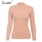 Simplee winter knitted women pullover sweater Long sleeve top turtleneck female sweater Chic ladies casual bestmatch jumper 2019
