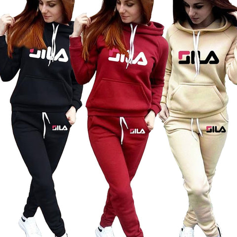 Autumn Winter Women Hoodie Pants Set Printed Tracksuit Pullover Sweatshirt Trousers Sportswear With Pockets Tracksuit Suits