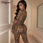 Dulzura leopard print sexy women 2019 autumn winter mesh long jumpsuit bodycon streetwear festival body outfits party clothing