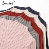 Simplee winter knitted women pullover sweater Long sleeve top turtleneck female sweater Chic ladies casual bestmatch jumper 2019