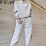 2019 autumn winter Woolen and Cashmere Knitted warm Suit O collar Sweater +  Harem pants loose style two-piece set women knit