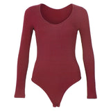 Spring Red Bodycon Black White Bodysuit Sexy Women Rompers Club V-neck Skinny Long Sleeve Jumpsuit Body Suit Tops Overalls M0075