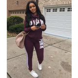 Plus Size 2019 New PINK Letter Print Two Piece Set Sportswear Tracksuit Women High Neck Conjunto Feminino Sweatshirt Set Outfits