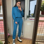 Casual Sweater Pants Knitted 2 Pieces Set Turtleneck Pullovers & Elastic Waist Pants Women Sweater Sets 2019 Autumn Knitted Set