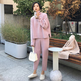 Casual Sweater Pants Knitted 2 Pieces Set Turtleneck Pullovers & Elastic Waist Pants Women Sweater Sets 2019 Autumn Knitted Set